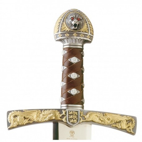 Richard the Lionheart Sword Replica Lion Crested Stainless Steel Longsword 