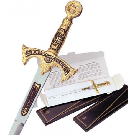 Damascene Templar Knight Sword Letter Opener Type 3