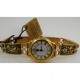 Damascene Gold Bird Rectangle Link Watch